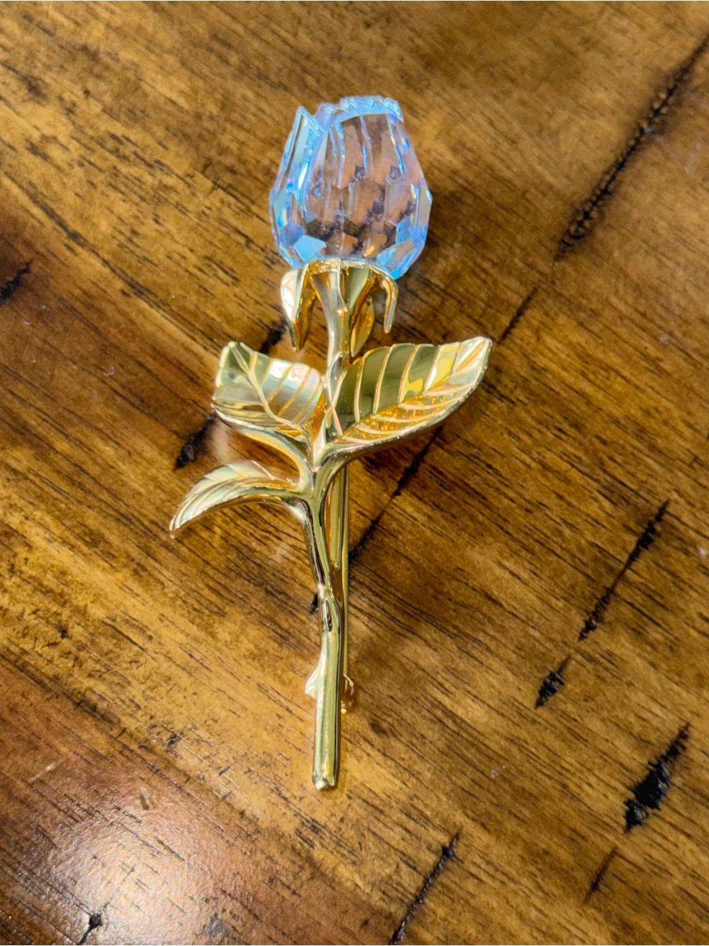Signed Swarovski Crystal Rose Gold Brooch